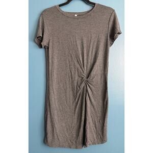 Magic Fit Women's Gray Front Knotted T-Shirt Dress Short Sleeve Size Small?